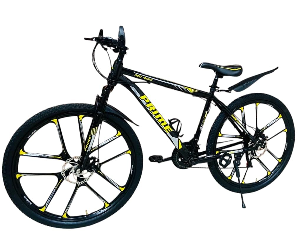 Amaze Prime Big 26T Mountain Bicycle | 21-Speed Gear | Dual Disc Brake | 10-Spoke Magwheel | Front Suspension | Mudguards | for Men & Boys (Yellow)-picture-27