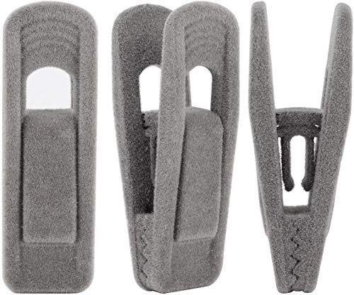 Velvet Hangers Clips 20 Pack, Grey Pants Hangers Velvet Clips,