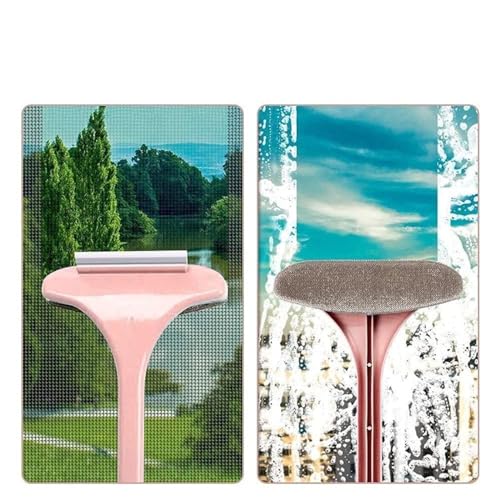 Image of 2 in 1 Window Cleaner Brush Glass Cleaning Scraper, Mesh Screen Cleaner, Window Screen Cleaning Brush Washing Equipment, Window Cleaner Tool with Wet and Dry Dual-Use