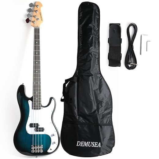 DPB-30 Full Size 4 Strings Electric Bass Guitar Beginner Starter Practic with gig bag and strap (Blueburst)