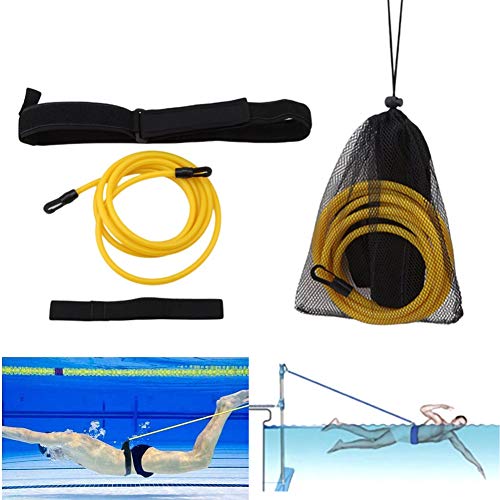 Medoore Swim Training Belts, 4M Swim Training Leash, Swim Tether Stationary Swimming, Swim Harness Static Swimming Belt, Swim Bungee Cords Resistance Bands