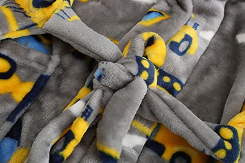 Btpeihtd VINEEN Kids Hooded Bathrobe Girls Soft Plush Hooded Flannel Pajamas Sleepwear Boys Spa Robe Grey Excavator 4 Years thumb #4