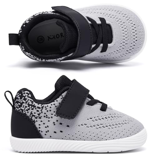 Image of MORENDL Toddler Sneakers Baby Boys & Girls Barefoot Shoes Lightweight Breathable Walking Running Tennis Athletic Sport Shoes
