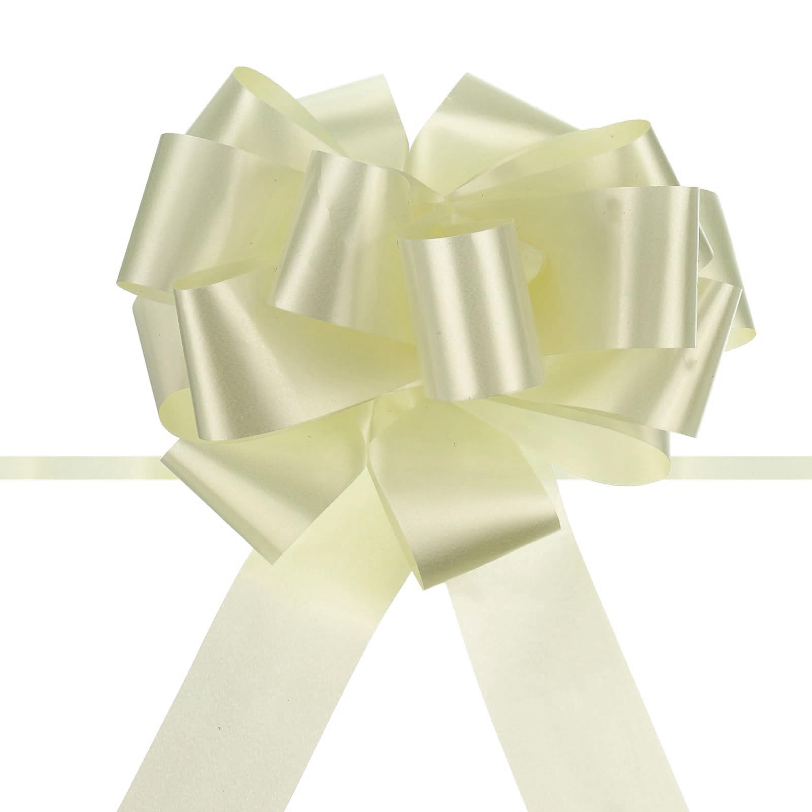 Unifizz 20pcs 5 Inch Light Yellow Pull Bow Big Gift Bows Solid Color Plastic Flower for Wedding Car Baskets Presents Christmas Party Decoration