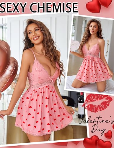 Image of Avidlove Women Chemise Night Gown Lace Modal Sleepwear V-Neck Full Slip Babydoll Lingerie Sexy Nightgowns