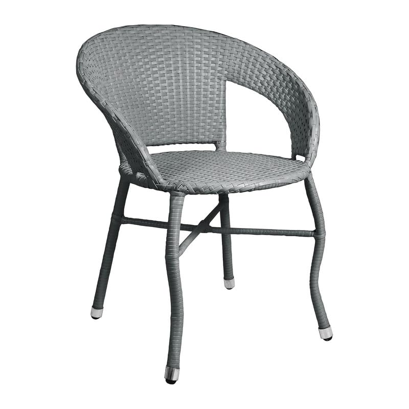 Image of Amazon Brand - Solimo Rattan Wicker 4 Seater Patio Seating Set | 4 Chair and 1 Square Glass Topped Table Set | Coffee Table Furniture for Balcony, Garden, Terrace, Indoor, Outdoor Use (Grey)
