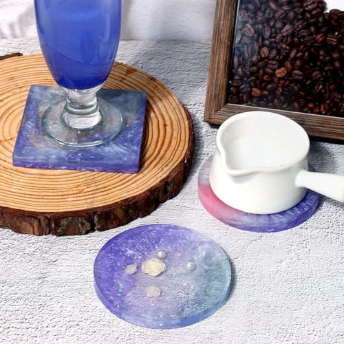 Midnadiy RESIN COASTER Molds - Large Round Square Silicone Coaster Molds thumb #4