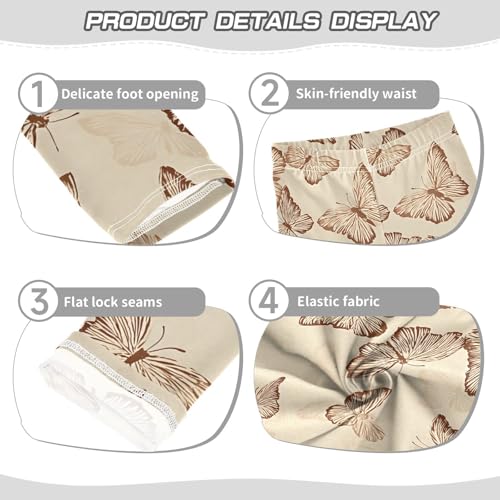 ALAZA Girls' Leggings Children's Yoga Pants Skinny Printed Dance Butterfly Retro Vintage Comfortable 4T2