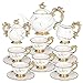 Juego de Te 15 Piezas - Juegos Tazas Te Porcelana Inglesa con Tetera y Platillos para 6 Personas - Juego de Cafe Vintage con Jarra de Leche y Azucarero para el Hogar y Regalos
