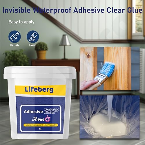 Image of 1Kg /1L Transparent Waterproof Glue with Brush Transparent Resin Epoxy for Roof Leakage Crack Seal Agent Roof Water Leakage Solution Water Proof Glue for Waterproofing