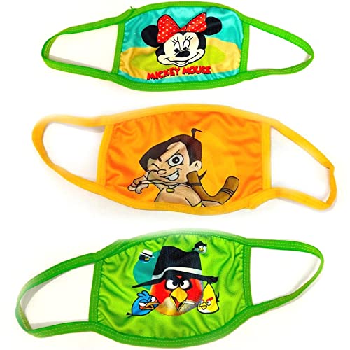 Two Layer Washable Anti-Pollution & Dust Protect Face Mask With Cartoon Printed - (Pack Of 2 Mask) Assorted Print-image-30