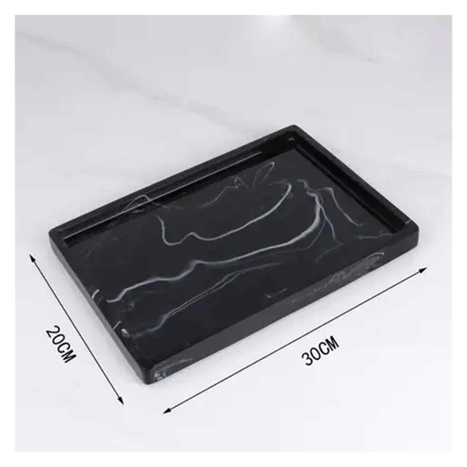 Bandeja Perfumes Bandeja Rectangular de Resina con imitación mármol, Almacenamiento en Blanco y Negro, Ideal for el hogar hoteles, baño artículos Aseo(Color 01)