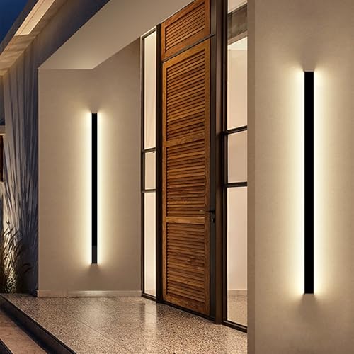 Exterior Wall Lights for House - 2pack 47.3inch Long Strip Modern Outdoor Light Wall Fixture Sconce, Dimmable Outside Garage Exterior Lights, Black Wall Mount Lighting for Porch Corridor, Garage