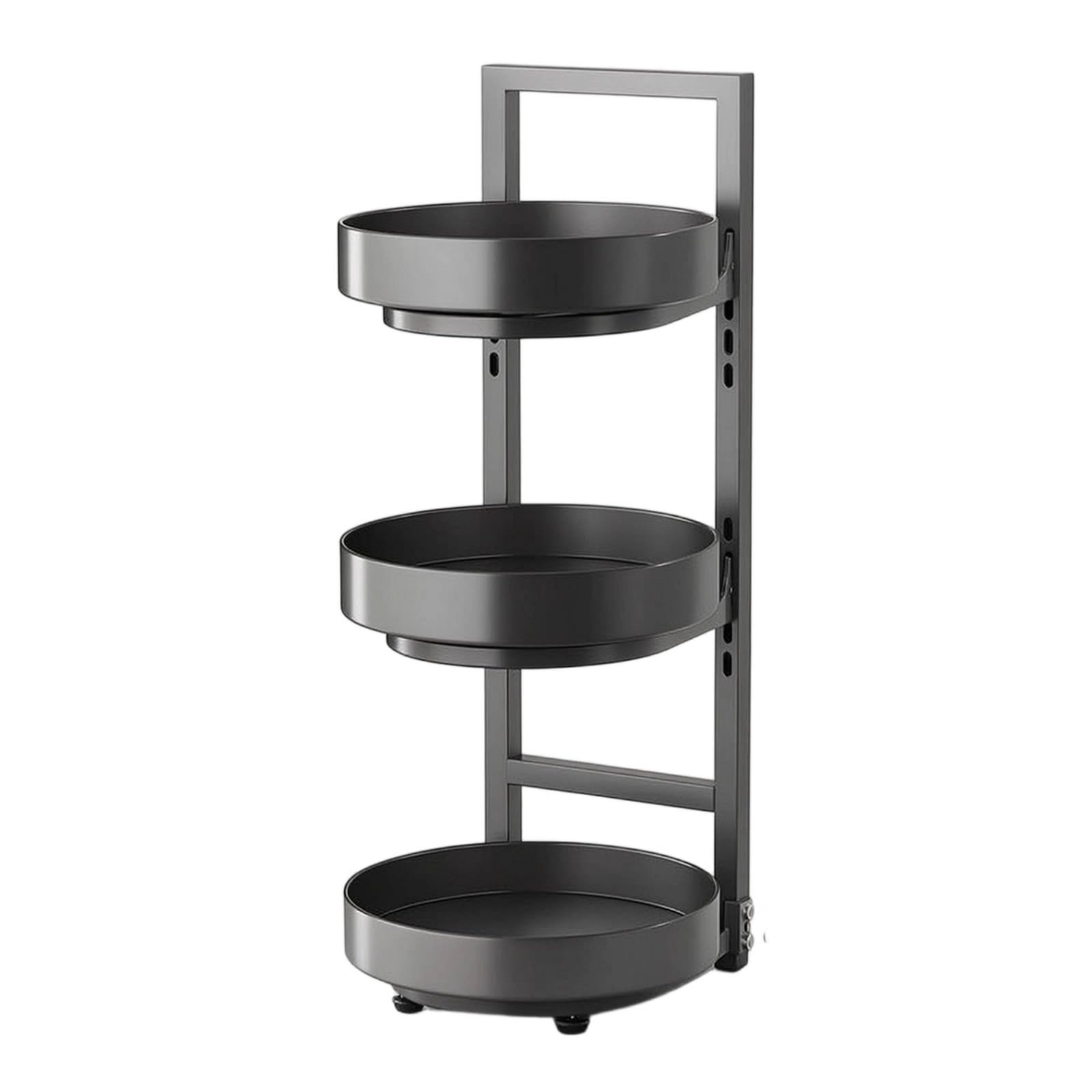 rockible Étagère à Épices sur Pied Étagère Rotative Compact Rangement, Trois Couches, Gris Fusil