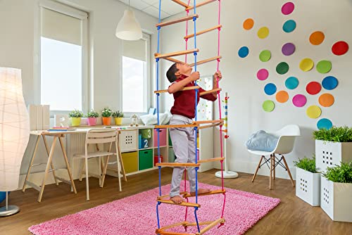 Mihad-Hanging-Square-Ladder-for-Kids-Rope-Ladder-for-Kids-for-Physical-Activity-Tunnel-Ladder-Kids-for-Outdoor-Durable-Hanging-4-Side-Ladder-Kids-Made-of-Natural-Wood