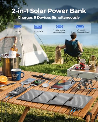 Image of SOLUPUP Solar Charger Power Bank 10000mAh, 15W Foldable with 4 Panels, PD22.5W Fast Portable Phone Charger, External Battery Pack with USB-C in /Output for Phone Camping Hiking (2026 Upgrade)