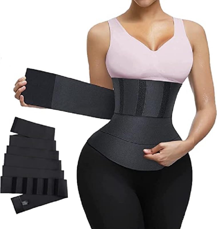 rhonnium Waist Trainer for Women Sauna Belt Tummy Wrap Plus Size Black-picture-12