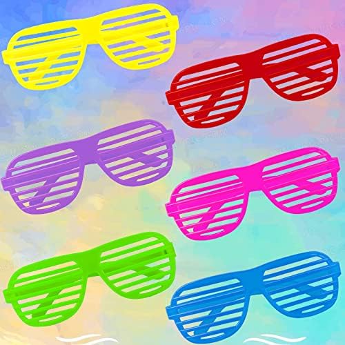 weilaga 72 Pack Shutter Shades Glasses Neon Slotted Bulk
