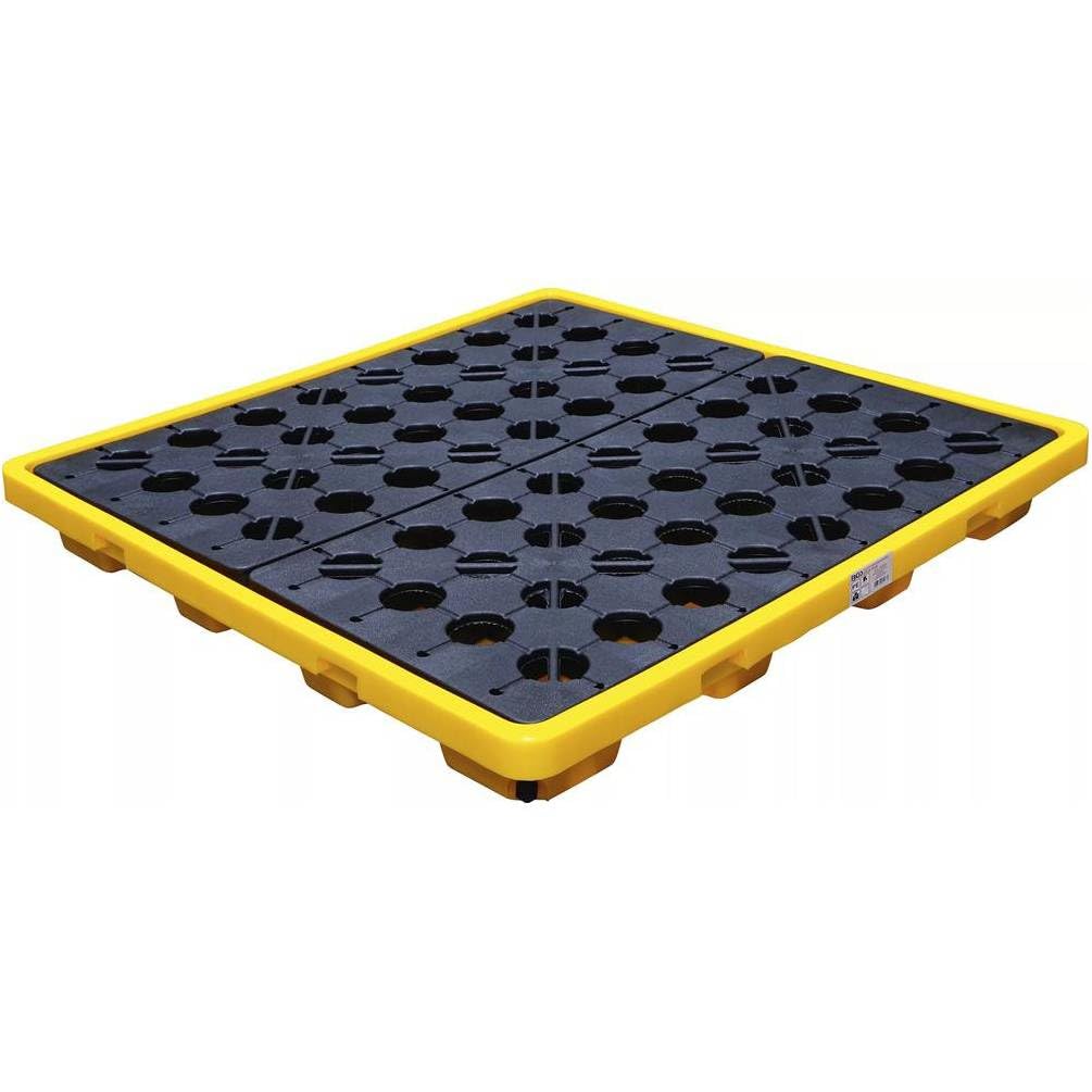 D-Work - Bandeja de recogida de aceite con rejilla, capacidad de 4 barriles de 200 l, acero resistente, seguridad y limpieza