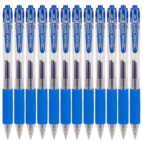Andaa 12 PCS Premium Refillable & Retractable Rollerball Gel Pens,Medium Point(0.7mm/1.0mm) Black/Blue Ink Pens Smooth Writing Ballpoint Pens,Metal Tip Pen with Quick Dry Ink (Light Blue Ink) Cover