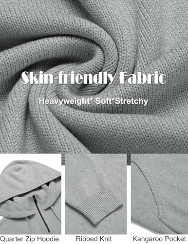 COOFANDY Mens Knitted Hoodie Sweater Long Sleeve Turtleneck Quarter Zip Pullover Sweaters with Pocket4