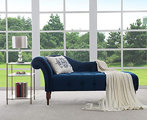 Image of Home Samuel Chaise Lounge Velvet Chaise Luxury Couch (Navy Blue)