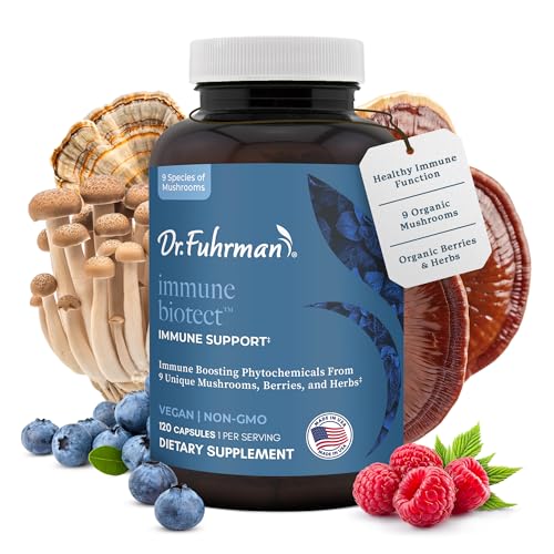 Dr. Fuhrman All Natural Immune Support Supplement | Whole-Food Derived Vitamin for Immunity Defense | Organic Mushrooms & Berries | Organic Lions Mane Maitake Reishi and Elderberry | 120 Caps