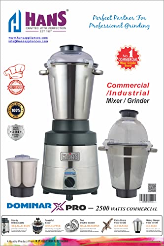 HANS Dominar X Pro 2500W 3.5HP Mixer Grinder 3 Jar Black - Image 6