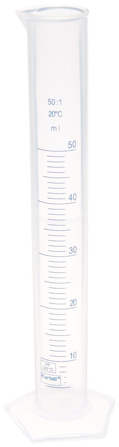 Mundo Científico 602562 Probeta graduada de polipropileno, azul impreso graduación, 50 ml de capacidad (Pack de 30)