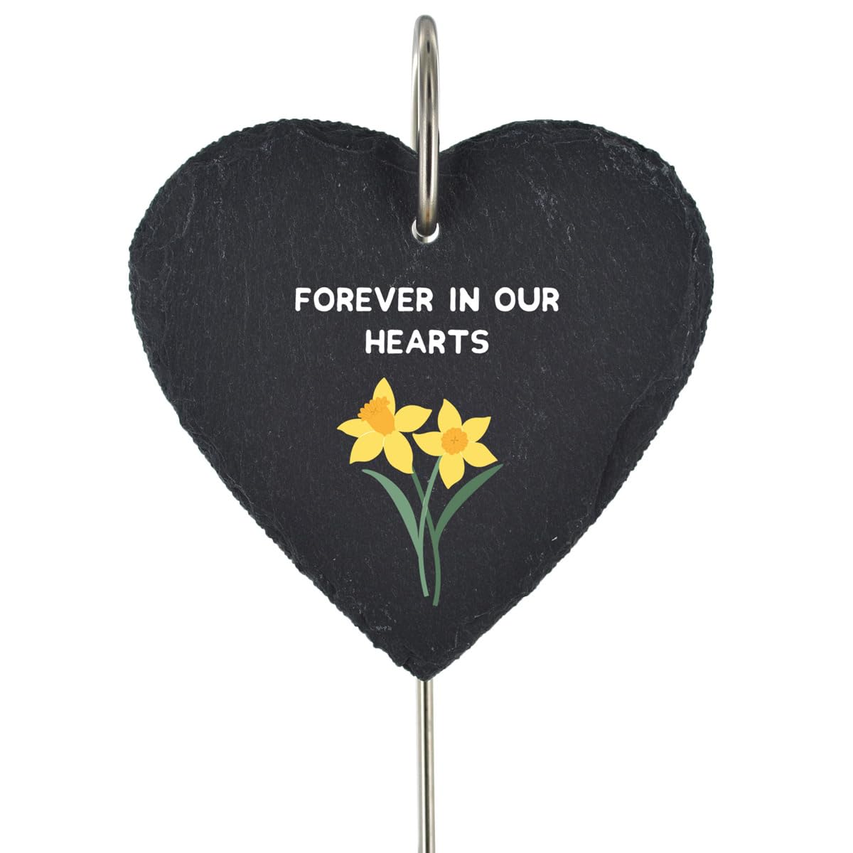 Global Designs Multi Daffodil Grave Stick Marker Plaque Ornament Slate Heart Memoriel Sentimental Tribute Graveside Decor 25X11cm