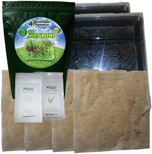 Heirloom Organics NON-GMO Complete MicroGreens Kit - MicroGreen Seed, Trays, Grow Mats, Nutrients & Guide - Food in as Little as 7 Days