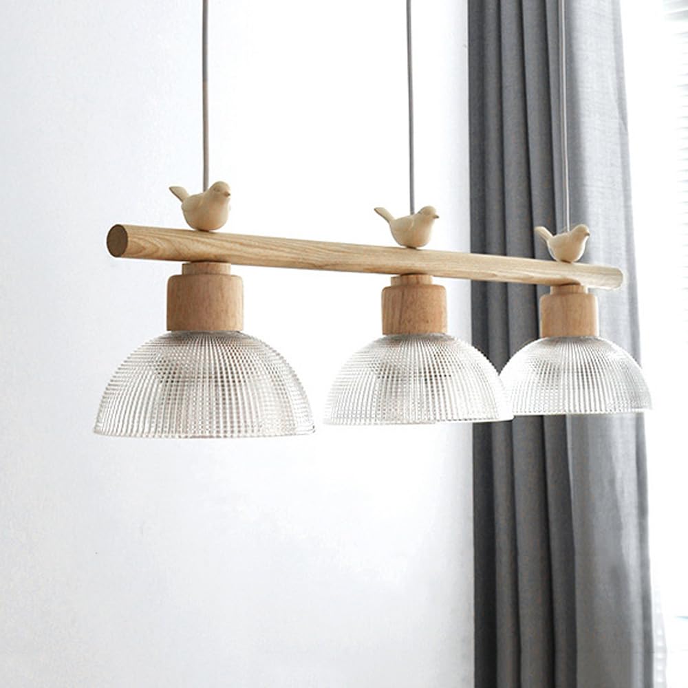 Nowoczesny styl industrialny liniowy żyrandol z 3 światłami w stylu industrialnym, drewniana lampa wisząca, nordycka biel żebrowana, antyczny, styl vintage, idealny na wyspę kuchenną, jadalnię