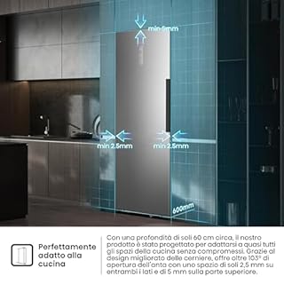 Hisense FT3K310SEIE Freezer Verticale Multi Air Flow, Total No Frost, Inox, 185.6 x 59.5 cm, Classe E, 312 L