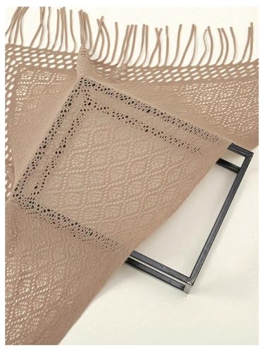 Verdusa Women's Fringe Shrug Sweaters Shawl Front Warp Cardigan Hollow Out Knitted Shawl Wraps3