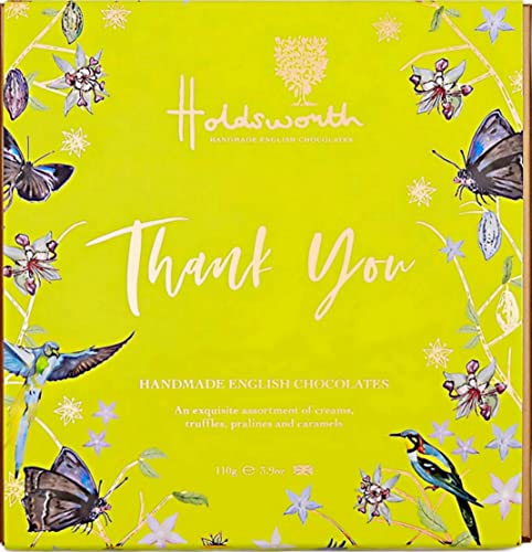 Holdsworth Chocolates Gift Box - Thank You Chocolate Gift Assortment with Milk White & Dark Chocolate Truffles Pralines Creams & Caramels. Thank You Gift Chocolates for Women & Men 110g