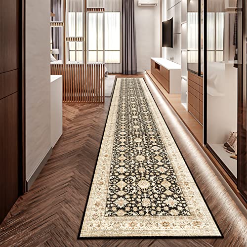 YOUFORTONG 2x12 Runner Rus for Hallways Soft Kitchen Rug Non Slip Rug Runner with Rubber Backing for Bathroom Washable Non Shedding Farmhouse Runner Rug (Black, 2X12)