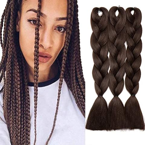 MY-LADY 24 Inch Dark Brown Braiding Hair Extensions Cover