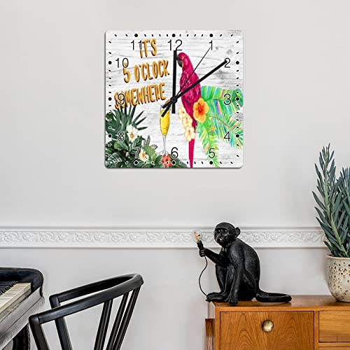 Horloge murale fleurs et perroquet pour mur vide - 4