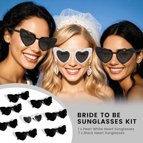Bachelorette Party Heart Sunglasses 8 Pack Pearl Bride Sunglasses Bridesmaids Sunglasses Party Favor Proposal Gifts2