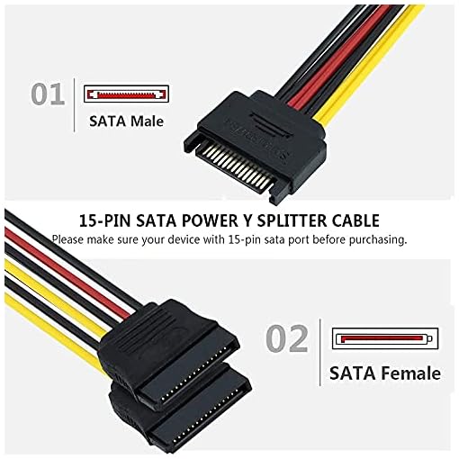 ikis 15 Pin Sata Power Y-Splitter Cable (6-Inches),Black - Image 4