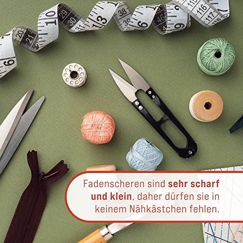 4x Fadenschere scharf aus Edelstahl - Universell einsetzbare Nähschere für präzises Abtrennen von Faden und Garn, zum Basteln und für die Pflanzenpflege