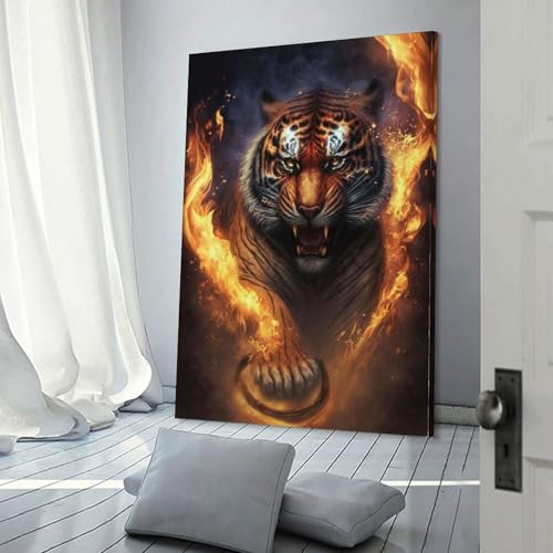 Décoration moderne maison POLIUAWS Tiger Fire 3 pour sublimer vos murs d'escaliers