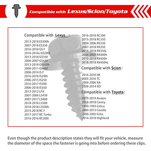 Image of OTUAYAUTO 20Pcs 10mm Hex Head Screw Bolt, 90159-60498 Bumper Cover Mud Guard Rocker Molding Screw Bolt Replacement for Toyota Camry RAV4 Tacoma Tundra Highlander and Lexus ES GS is LS