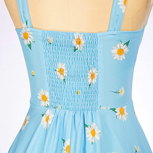 Image of Belle Poque Vintage Floral Dress for Women 2026 Summer A-line Sleeveless Flowy Midi Elegant Wedding Guest Cocktail Dress