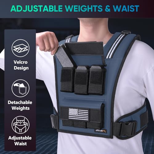 Image of APEXUP Adjustable Weighted Vest Men 20lbs /30lbs /40lbs Weights with Reflective Stripe, Weight Vest Woman Workout Vest for Strength Training Running Walking