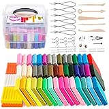 Polymer Clay,Modeling Oven Bake Clay, 50 Colorful Safe and Nontoxic Oven Bake Clay DIY Colored Clay Kit with Modeling Tools, Best Gift for Kids