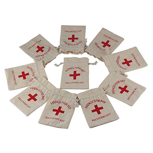 OurWarm 50pcs Hangover Kit Bags with Red Cross Bachelorette Party Favor Bags Cotton Muslin Drawstring Recovery Kit Bags for Wedding Bachelorette Party Supplies, 4