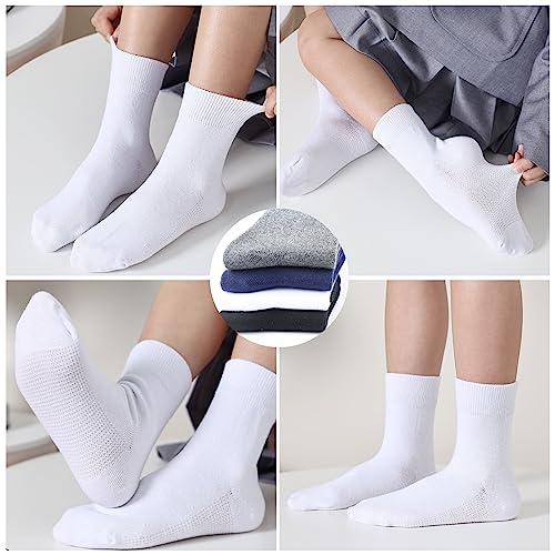 Boys & Girls Seamless Cotton Socks - 6 Pairs Dress & Uniform Socks for Kids 3-14 Years4