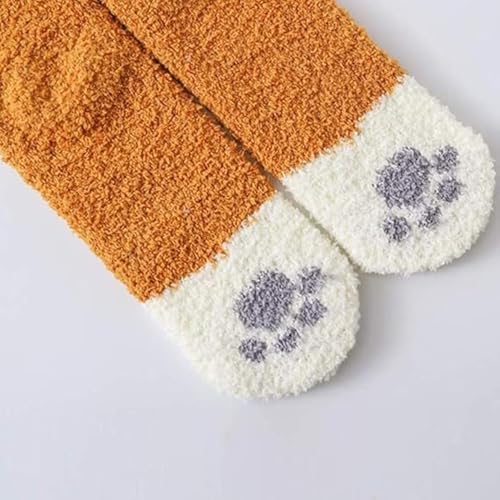4 Pairs Winter Cat Claws Cute Thick Warm Sleep Floor Socks,Cat Paw Slipper Socks for Girls,Women4