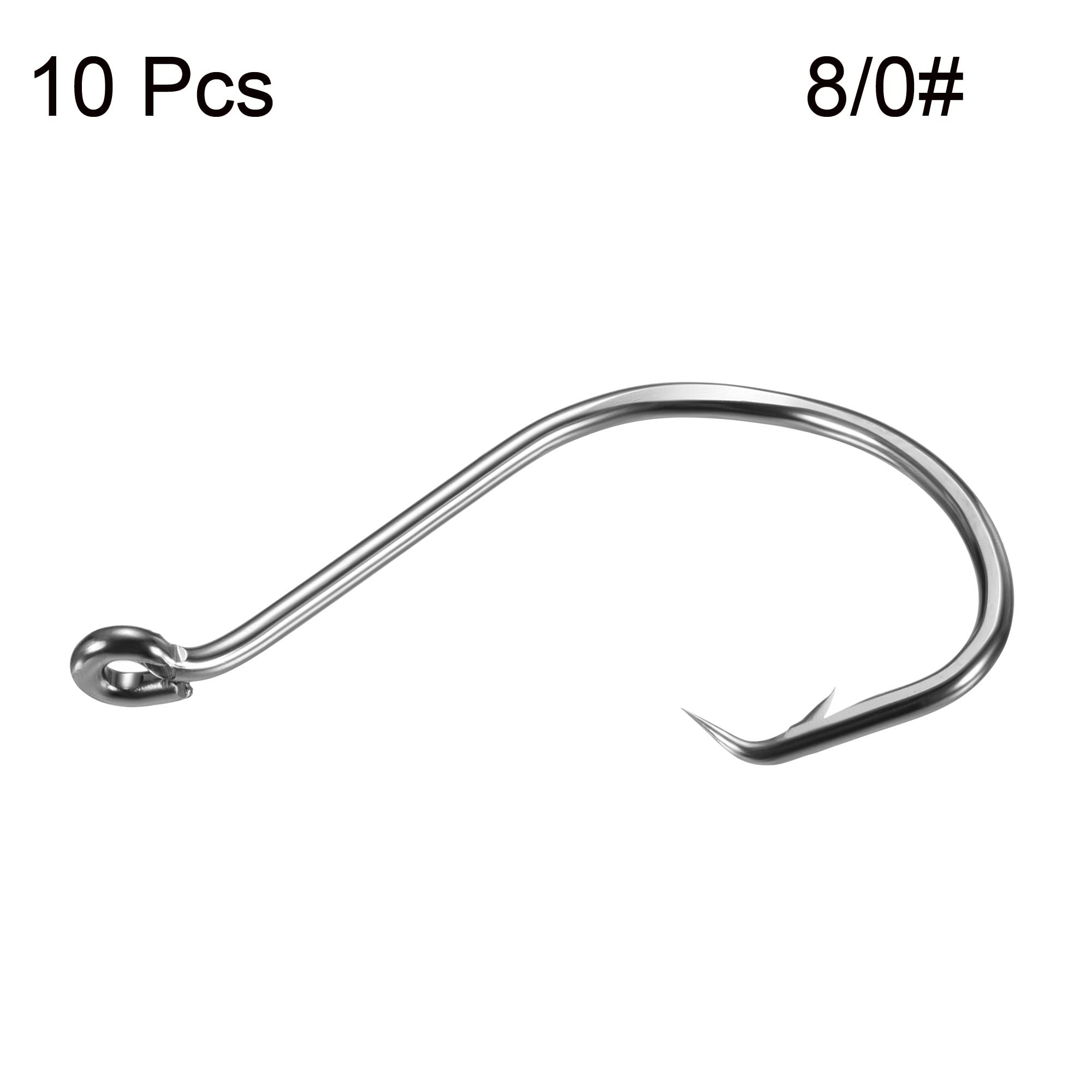 PATIKIL 8/0# Pesca Circular Anzuelos, 10 Paquetes 2.09" L Carbono Acero Compensado Anzuelo con Púas para Dulce Agua Salada Agua, Negro